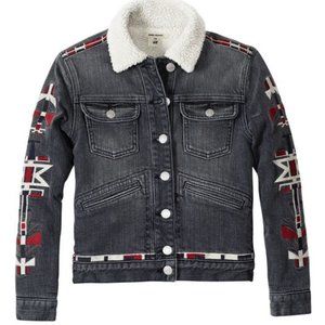 Isabel Marant pour H&M embroidered sherpa jean denim jacket sz 10-11 Youth